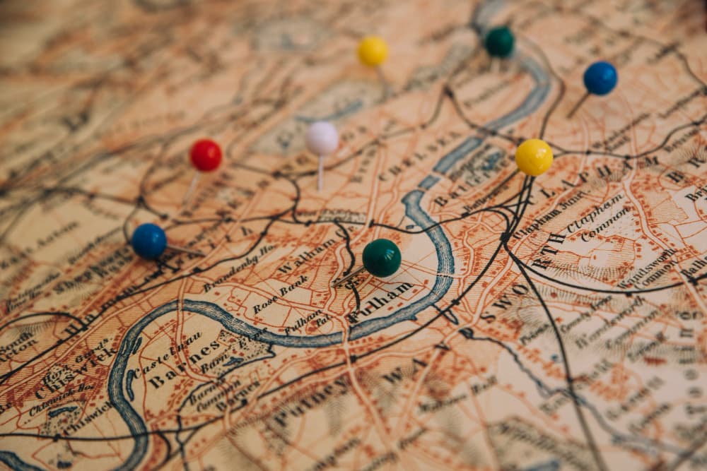 Map with pin markers