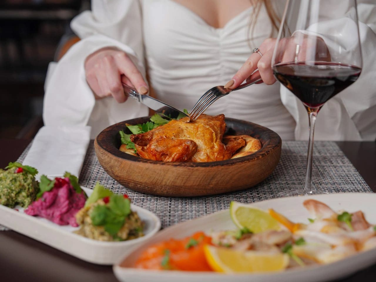 A guest enjoying a selection of our menu items